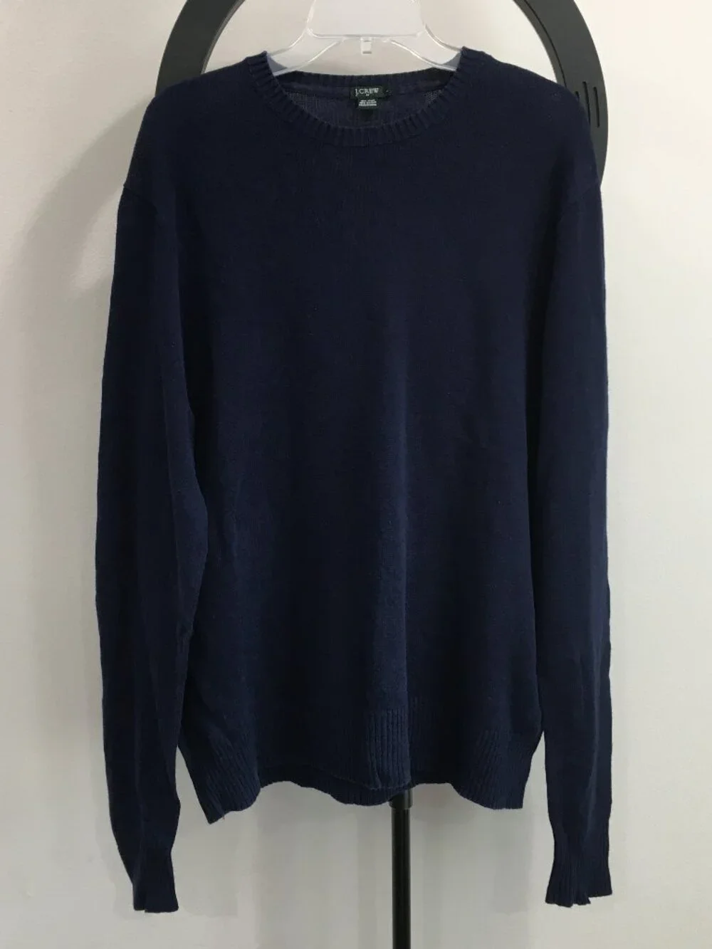 J CREW Crewneck Blue Linen Blend Knit Long Sleeve Pullover Sweater